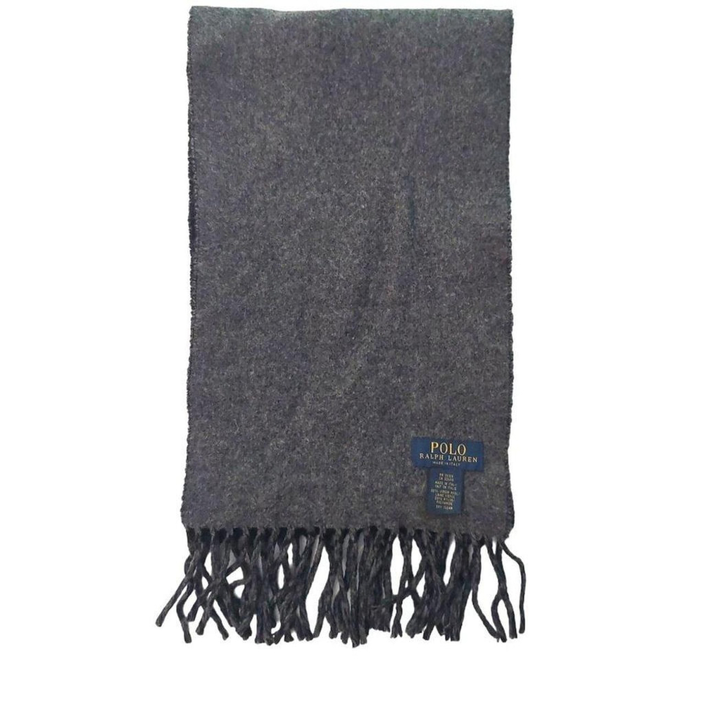 80s Vintage Black Gray Reversible Polo Ralph Lauren Scarf Embroidered Logo